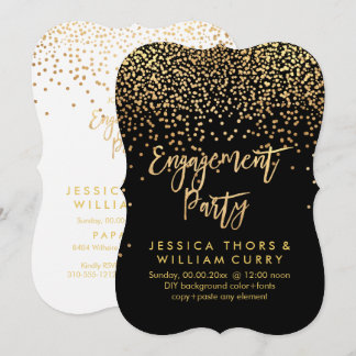 Invitación PixDezines Faux Gold Confetti Engagement Party
