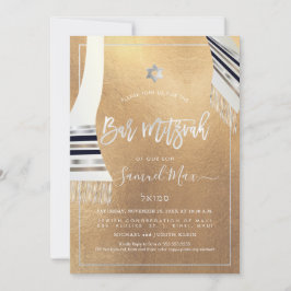Invitación PixDezines Faux Gold+Platinum Talitz Bat Mitzvah