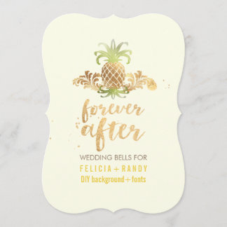 Invitación PixDezines Faux Gold Royal Hawaiian Pineapples