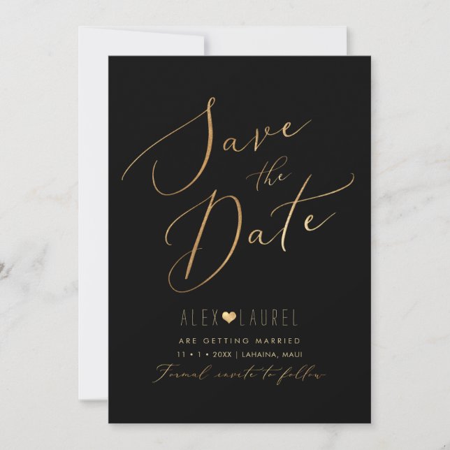 Invitación PixDezines Faux Gold Save the Date (Anverso)