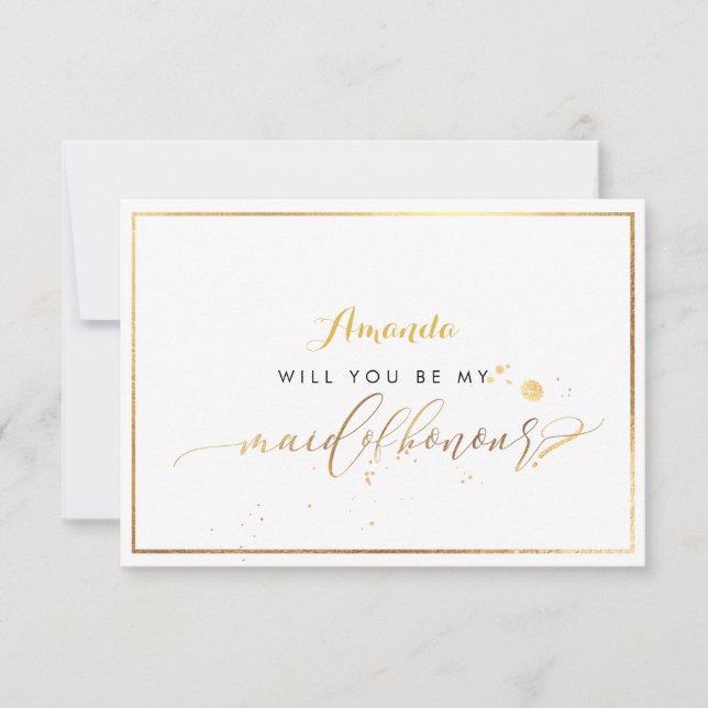 Invitación PixDezines Faux Gold serás honrada (Anverso)