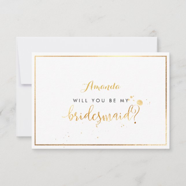 Invitación PixDezines Faux Gold Serás Mi Novia (Anverso)