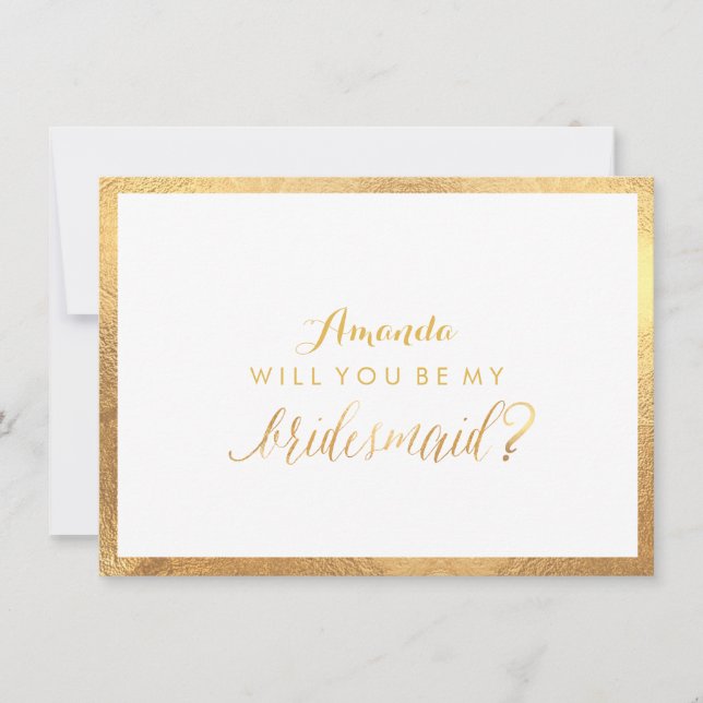 Invitación PixDezines Faux Gold Serás Mi Novia (Anverso)