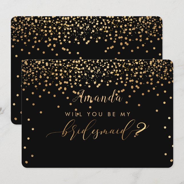 Invitación PixDezines Faux Gold Serás.. Novia (Anverso / Reverso)