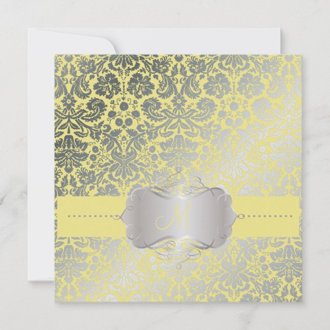 Invitación PixDezines FAUX PLATA DESEO/fondo DIY/limón (Anverso)