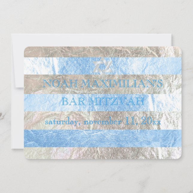 Invitación PixDezines faux Relieve metalizado/rayas plateadas (Anverso)