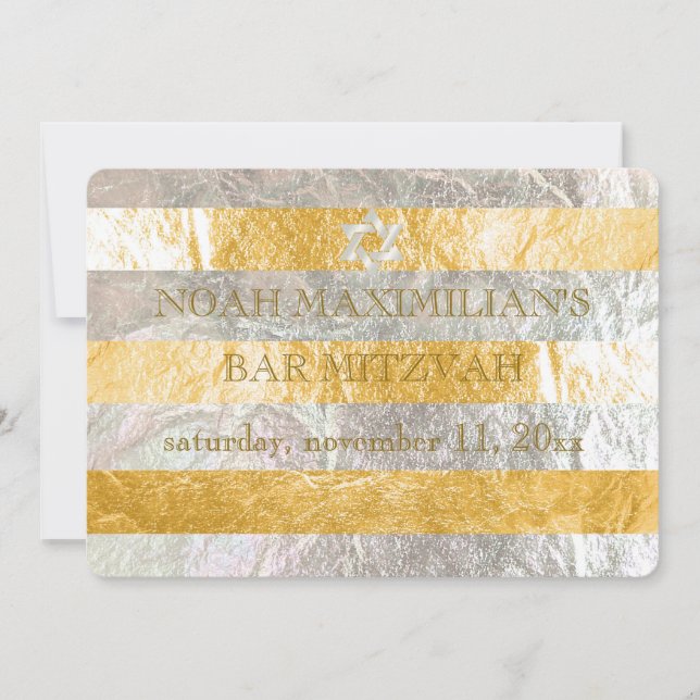 Invitación PixDezines faux Relieve metalizado/rayas plateadas (Anverso)