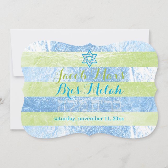 Invitación PixDezines Faux Relieve metalizado Stripes Bris Mi (Anverso)
