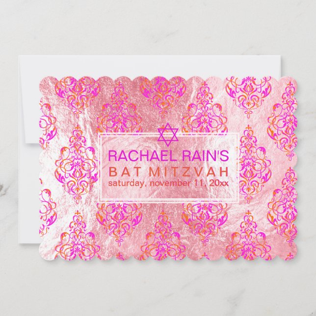 Invitación PixDezines faux Relieve metalizado/tunis damasco b (Anverso)