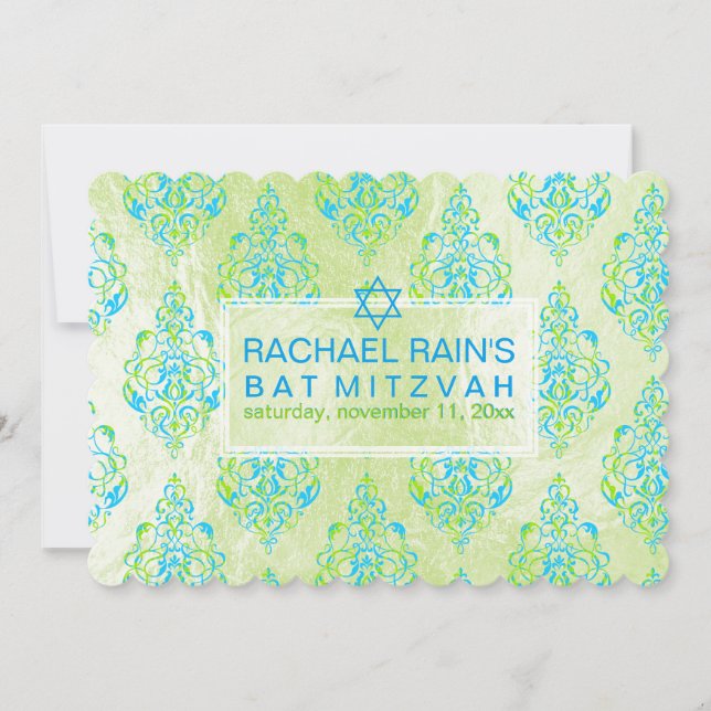 Invitación PixDezines faux Relieve metalizado/tunis damasco b (Anverso)