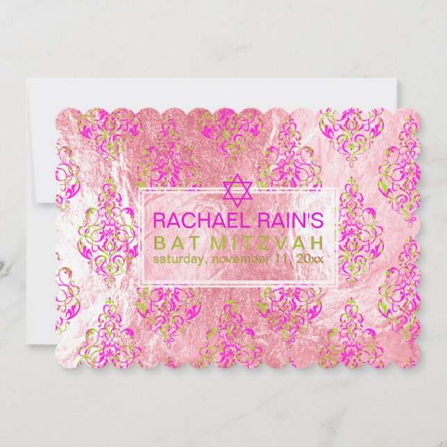 Invitación PixDezines faux Relieve metalizado/tunis damasco b (Anverso)