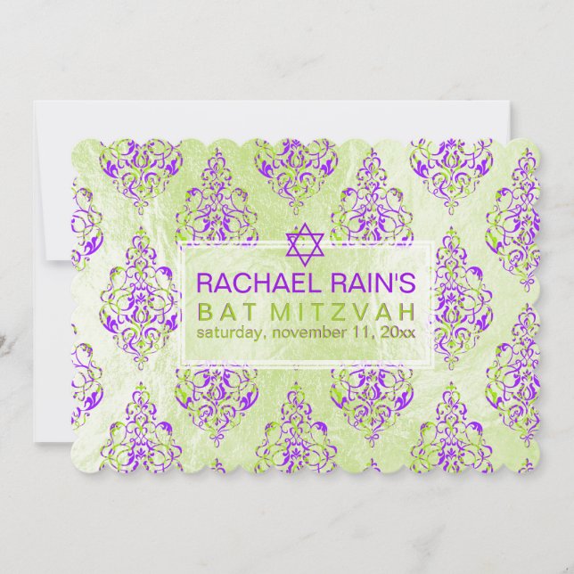 Invitación PixDezines faux Relieve metalizado/tunis damaskat  (Anverso)