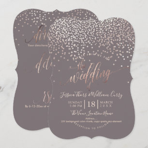 Invitación PixDezines Faux Rosa Gold Confetti Boda+RSVP