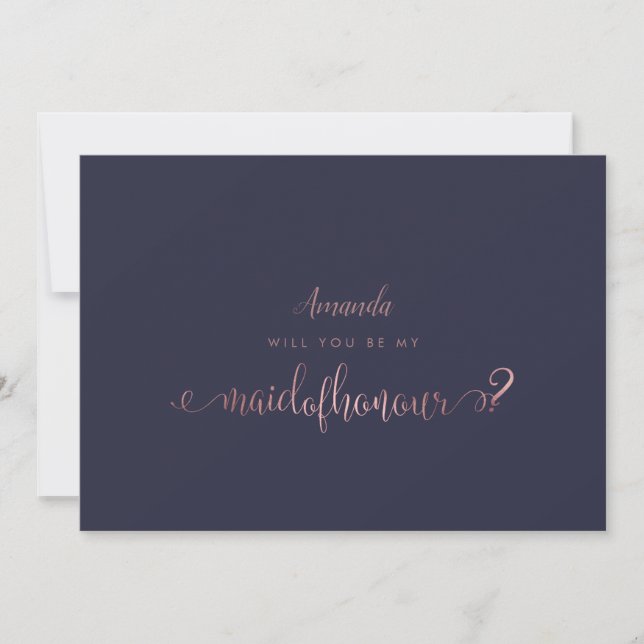 Invitación PixDezines Faux Rosa Gold Maid of Honor (Anverso)