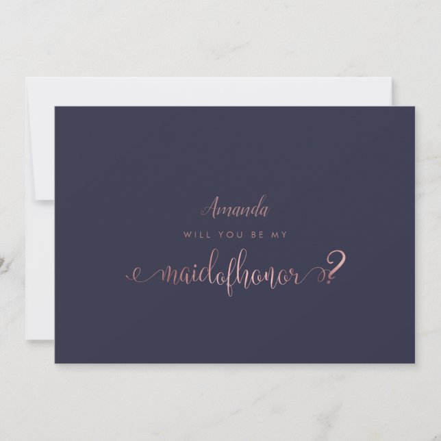 Invitación PixDezines Faux Rosa Gold Maid of Honor (Anverso)