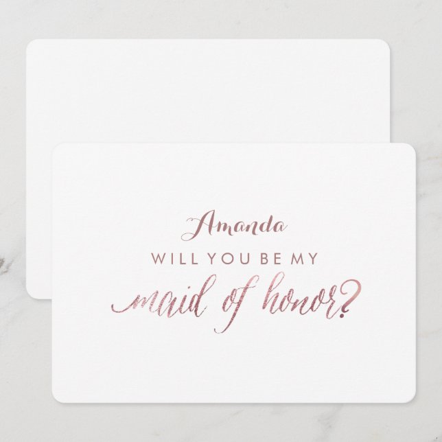 Invitación PixDezines Faux Rosa Gold Serás Mi Empleada... (Anverso / Reverso)