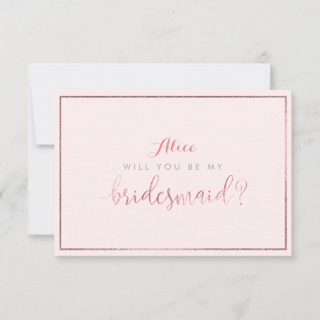 Invitación PixDezines Faux Rosa Gold Serás... Novia (Anverso)