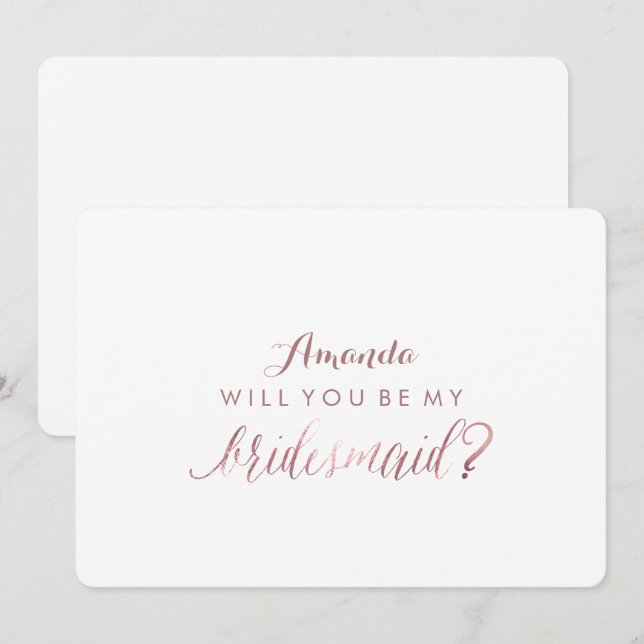 Invitación PixDezines Faux Rosa Gold Te hará... Mi dama de ho (Anverso / Reverso)