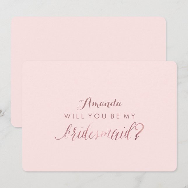 Invitación PixDezines Faux Rosa Gold Te hará... Mi dama de ho (Anverso / Reverso)