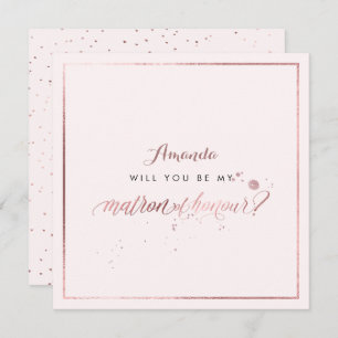 Invitación PixDezines Faux Rosa Gold Te Matron Honor