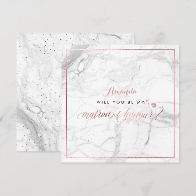 Invitación PixDezines Faux Rosa Oro Matrón de Honor (Anverso / Reverso)