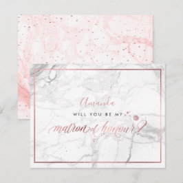 Invitación PixDezines Faux Rosa Oro Matrón de Honor