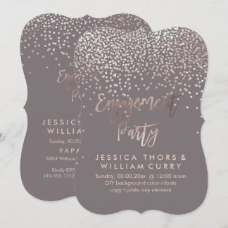 Invitación PixDezines Faux Rose Gold Confetti Compromiso