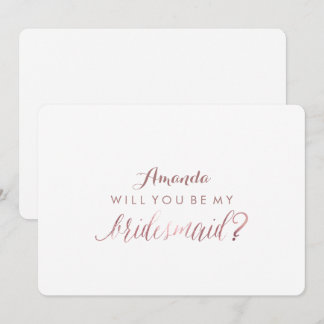 Invitación PixDezines Faux Rose Gold ¿Serás... mi dama de hon