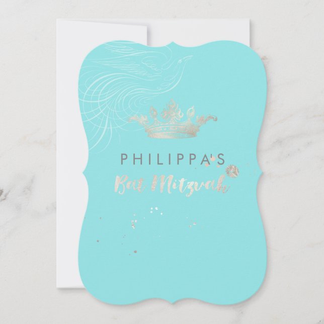 Invitación PixDezines Faux Silver Crown/Doves/DIY color (Anverso)