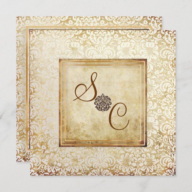 Invitación PixDezines FIDORA, VINTAGE DAMASK (Anverso / Reverso)