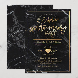 Invitación PixDezines Fiesta de aniversario de mármol/oro fal
