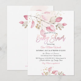 Invitación PixDezines Fiesta de Bebé de Eucalipto Rosa