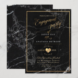Invitación PixDezines Fiesta de Compromiso con Mármol/Falso O