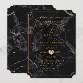 Invitación PixDezines Fiesta de compromiso Mármol/Oro de imit