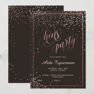 Invitación PixDezines Fiesta Faux Rosa Gold Confetti