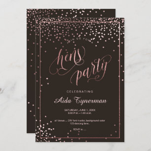 Invitación PixDezines Fiesta Faux Rosa Gold Confetti