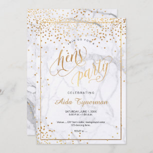 Invitación PixDezines Fiesta Marble Faux Gold Confetti