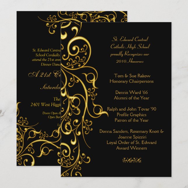 Invitación PixDezines FILIGREE TORBELLINOS / FALSO ORO (Anverso / Reverso)