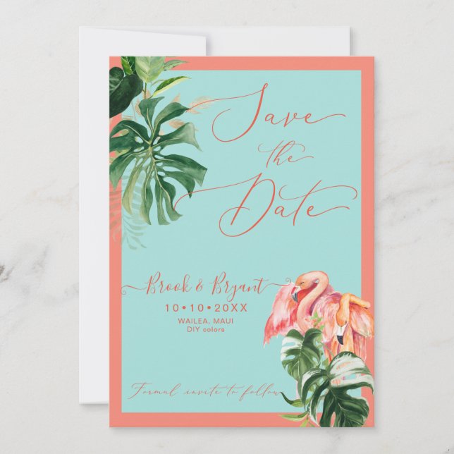 Invitación PixDezines Flamingos rosados tropicales de colores (Anverso)