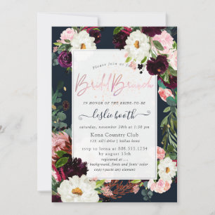 Invitación PixDezines Flor Rustica, Desayuno Nupcial Azul Mar