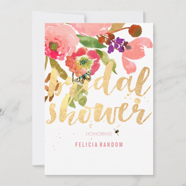 Invitación PixDezines Floral Bridal Ducha/DIY Fondo (Anverso)