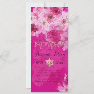 Invitación PixDezines Floral Watercolor Bat Mitzvah