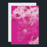Invitación PixDezines Floral Watercolor Bat Mitzvah<br><div class="desc">PixDezines Bat Mitzvah floral acuarela digital de flores de cerezo rosa oscuro con estrella de oro rosa de david. DIY para cualquier evento. Fondo DIY... nuestro diseño dinámico le permite editar todos los elementos. Haga clic en el botón "personalizar" para editar imágenes, rotar y agregar texto / monograma. Para ver...</div>