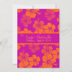 Invitación PixDezines fondo diy, Tangerine Leis/hibiscus