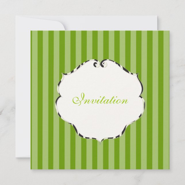 Invitación PixDezines franjas lisas/color diy/verde (Anverso)