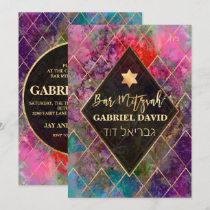 Invitación PixDezines Galaxia Abstracta Bar Mitzvah