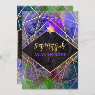 Invitación PixDezines Galaxy Abstract Geometric Bat Mitzvah