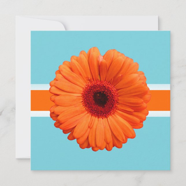 Invitación PixDezines Gerbera, colores de fondo naranja/diy (Anverso)
