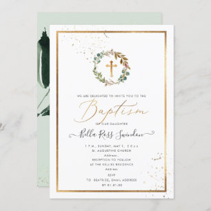 Invitación PixDezines Greenery Watercolor Wreath invierno