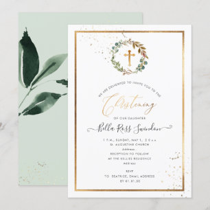 Invitación PixDezines Greenery Watercolor Wreath invierno